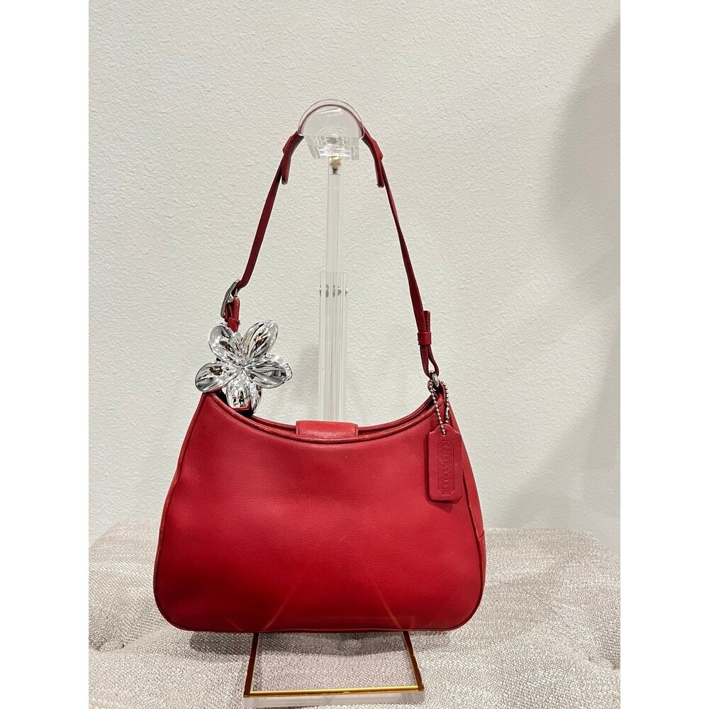 Coach Red Leather Shoulder Bag Purse - Picture 2 of 8